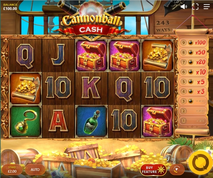 รูปแบบการชนะในเกม Cannonball Cash