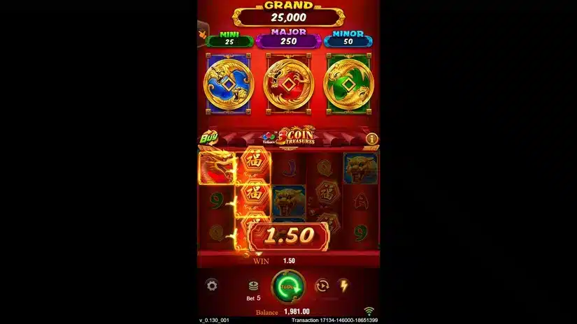 รูปแบบการชนะในเกม 3 Coin Treasures