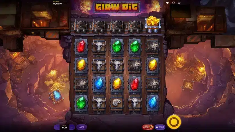 สัญลักษณ์และอัตราการจ่ายเงินรางวัลใน Glow Dig